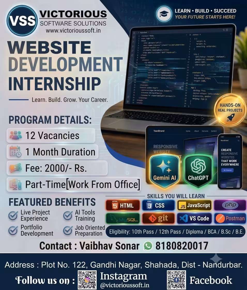 Website Development Internship Poster in English